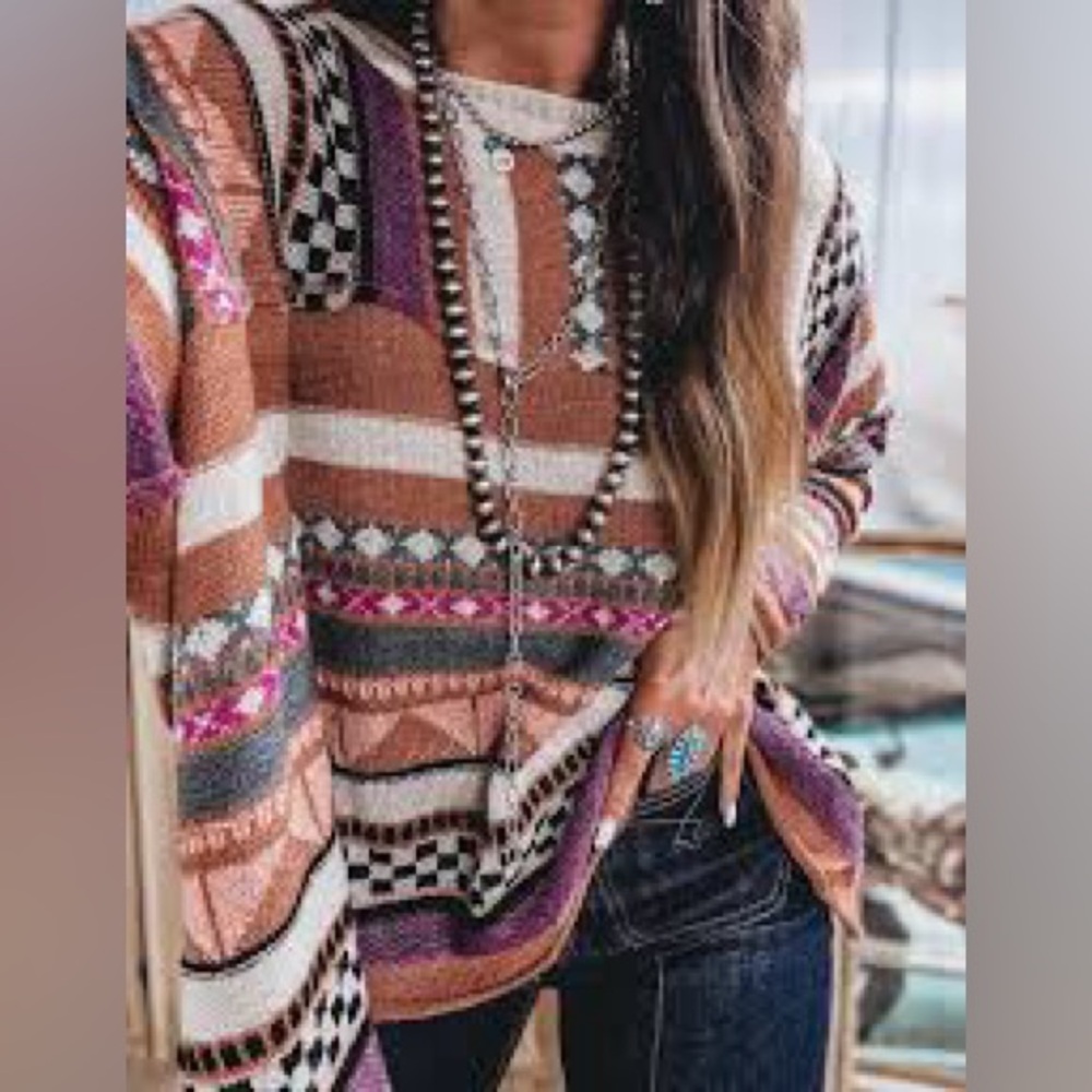 Easel Oversized Multi-colored Geometric Tribal Re… - image 1